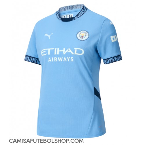 Camisa de time de futebol Manchester City Replicas 1º Equipamento Feminina 2024-25 Manga Curta